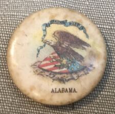 VTG Alabama Eagle Flag Pinback Button Roughly 3/4” Wide Sweet Caporal Cigarette picture