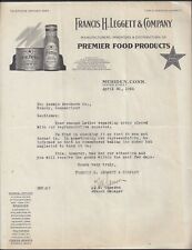 MERIDEN, CT ~ FRANCIS H. LEGGETT FOOD PRODUCTS ~ ILLUSTRATED LETTERHEAD 1922 picture