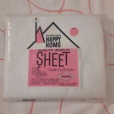 Vintage Happy Home Woolworth Twin White Muslin Fitted Sheet New Old Stock 70s picture