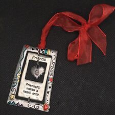 Friendship Ornament Silver Tone Enamel “Friendship Makes A Heart Smile.” Holiday picture