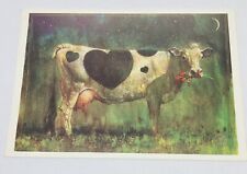 Vintage Greeting Card Cow Heart Spots Night Art Phil Boatwright “I Love Moo” P4 picture