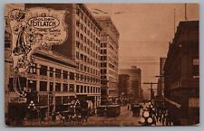 Seattle WA Golden Potlatch 1911 Second Ave South From Spring Trolleys Postcard picture