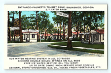 Entrance Palmetto Tourist Camp Brunswick Georgia Vintage Street View Postcard E3 picture
