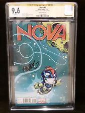 CGC 9.6 Nova # 1 2013 Skottie Young Variant SS Signed S. Young NM+ Sam Alexander picture