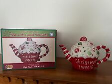 Cracker Barrel Christmas Sweets & Treats Tea Pot in Original Box w/ Inserts VGUC picture