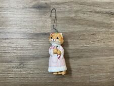 Vintage 1991 Hallmark Victorian Kitty Cat Candy Cane Christmas Ornament picture