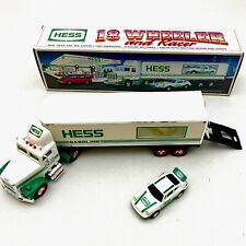 Vintage 1992 Hess Toy 18 Wheeler and Racer with Friction Motor New In Box picture
