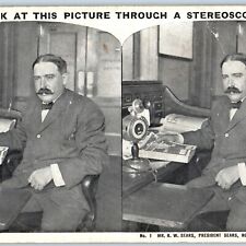 c1900s R.W. Sears President of Sears, Roebuck Litho Photo Stereo Card V7 picture