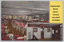 Linen~Centennial Room Hotel Schuler Marshall Michigan~Vintage Postcard picture