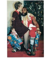 c1980s Nancy Reagan Kissing Mr. T In Santa Suit Christmas Tree Funny Postcard picture