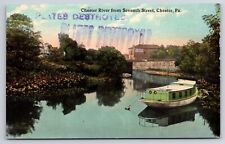 Postcard Chester PA Pennsylvania Chester River from Seventh Street Boat picture