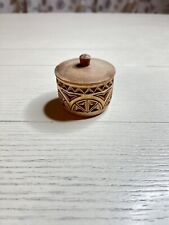 Vintage Russian Wooden Hand Carved Small Trinket Box 2.5” Wide by 2” High picture