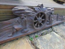 Wooden pediment Breton Brittany  hand carved furniture decoration antique French picture