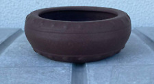 Vintage Japanese Tokoname Ware Bonsai Pot Round Circle Signed Yamaaki W:4.1in picture
