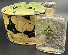 1920s Rare LE JADE by Roger & Gallet Powder Box & Perfume CRACKLE GLASS w/Labels picture