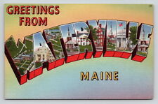 Postcard Maine Large Letter Greeting from Waterville Unposted Tichnor USA Linen picture