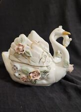 Beautiful Vinage Double Headed Swan Trinket Box picture