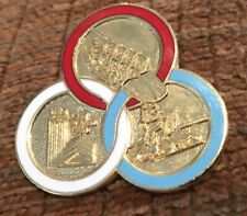 1980 Lake Placid Olympics Olympic 3 Ring Pin  Logo  Bobsled  Skiing picture