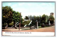 Entrance to City Park and Reservoir Reading PA c1905 Vintage Postcard picture
