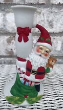 Vintage Santa Candlestick Holder Porcelain Christmas Decor Made In Taiwan picture