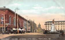Monument Sq Showing CITY HALL Portland Maine c1905 POSTCARD picture
