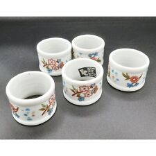 Set of 5 Town and Country Linen Corp Porcelain Floral Napkin Rings Fifth Ave. NY picture
