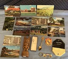 Vintage Lot Hawaii Patch Tiki Keychain Postcards Oyster Fork Spoon picture