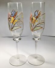 Nagel Champagne Flutes Hand Painted By Tiffany Reine Handarbeit Lot Of 2 Vintage picture