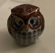 Vintage Chinese copper enamel bird, owl, statue, figurines picture