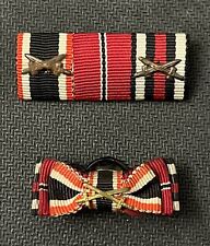 Original WWI WWII German 3 place ribbon bar Kvk/Ost/honor cross w/ ribbon button picture