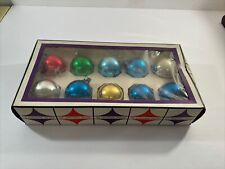 10 Vintage 1967 Multi Color Corning GLASS Christmas Gallery Ornaments 1 3/4