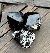 3 PCS Shiny Terminated BLACK TOURMALINE Crystal Mineral Bulk Lot Erongo, NAMIBIA picture