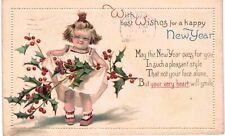 Happy New Year Winsch Back Blond Girl Curtsy 1910  picture