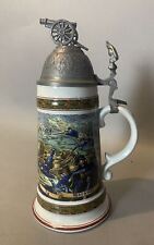 VINTAGE GERMAN REGIMENTAL BEER STEIN WITH LITHOGRAPH BOTTOM CANNON & EAGLE TOP picture