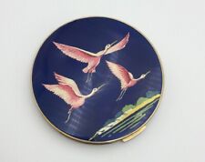 Vintage 1950s STRATTON England Flying Flamingos Blue Powder Compact. picture
