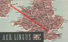 AER LINGUS Advertising Map Dublin to London Irish Air Lines Postcard picture