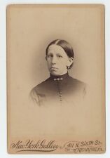 Antique Circa 1880s Cabinet Card Lovely Young Woman With Crossed Eyes Reading PA picture