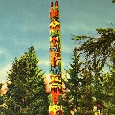 Vintage Sitka, AK Linen Postcard Tallest Totem Pole Posted 1949 Alaska picture