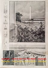 Washington DC, the Washington Monument Being Built, Large 1880s Antique Print picture