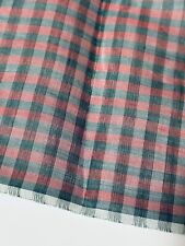 ANTIQUE VINTAGE COTTON VOILE PLAID Red Green Gingham Semi-sheer 4 1/4yd picture