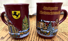 Vintage GERMANY Koessinger Schierling Xmas COFFEE MUG SET Weihnachtsmarkt picture