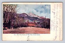Colorado Springs CO-Colorado, Pikes Peak Avenue, Pikes Peak, Vintage Postcard picture