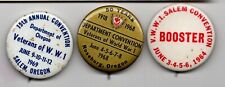 3 World War One Convention Buttons 1964, 1968, 1969 Salem Roseburg Oregon picture