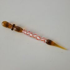 Vintage Handmade Amber White Swirl Glass Dip Signature Ink  Pen Writing Tool picture