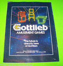 GOTTLIEB AMUSEMENT GAMES  PINBALL & ARCADE 10 x 13 MAGAZINE TRADE AD ARTWORK picture