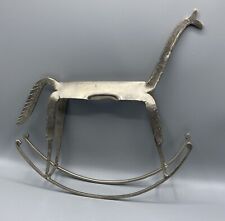 Hand Wrought Metal Rocking Horse - Primative Folk Art Statue picture
