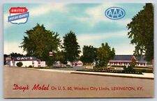Lexington Kentucky~Roadside View Of Days Motel On US 60~Vintage Linen Postcard picture