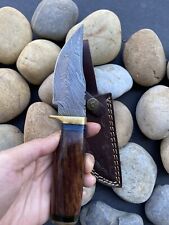 8”Custom made Handmade Damascus Steel W/ Leather sheath ZH 31/hunting Knife picture