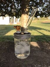 Mason Jar Water Pipe 16oz Pint 14mm Thick Quality Glass Amber Bowl Bong Bubbler picture