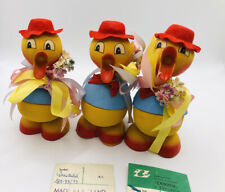 Antique 1950’s German Easter Ducks Candy Holder Poland Folkart Set of 3 picture